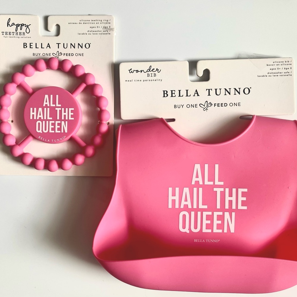 Brand new in packaging All Hail the Queen Happy Teether & Wonder Bib Set